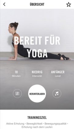 Nike+ Training Club App Bereit für Yoga Workout
