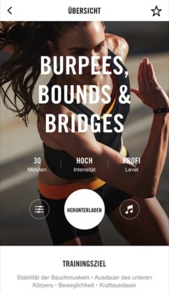 Nike+ Training Club App Burpees Bounds Bridges Workout